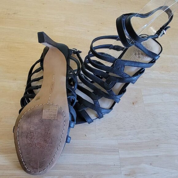 Vince Camuto Renta Leather Strappy Heel 8M US Black 38.5 EUR - Picture 4 of 6